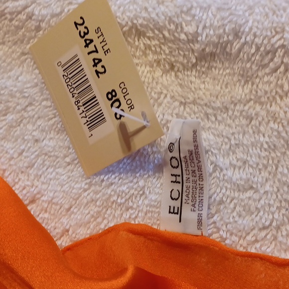 Silk scarve12x60 inches orange New with tags ECHO - Picture 2 of 4